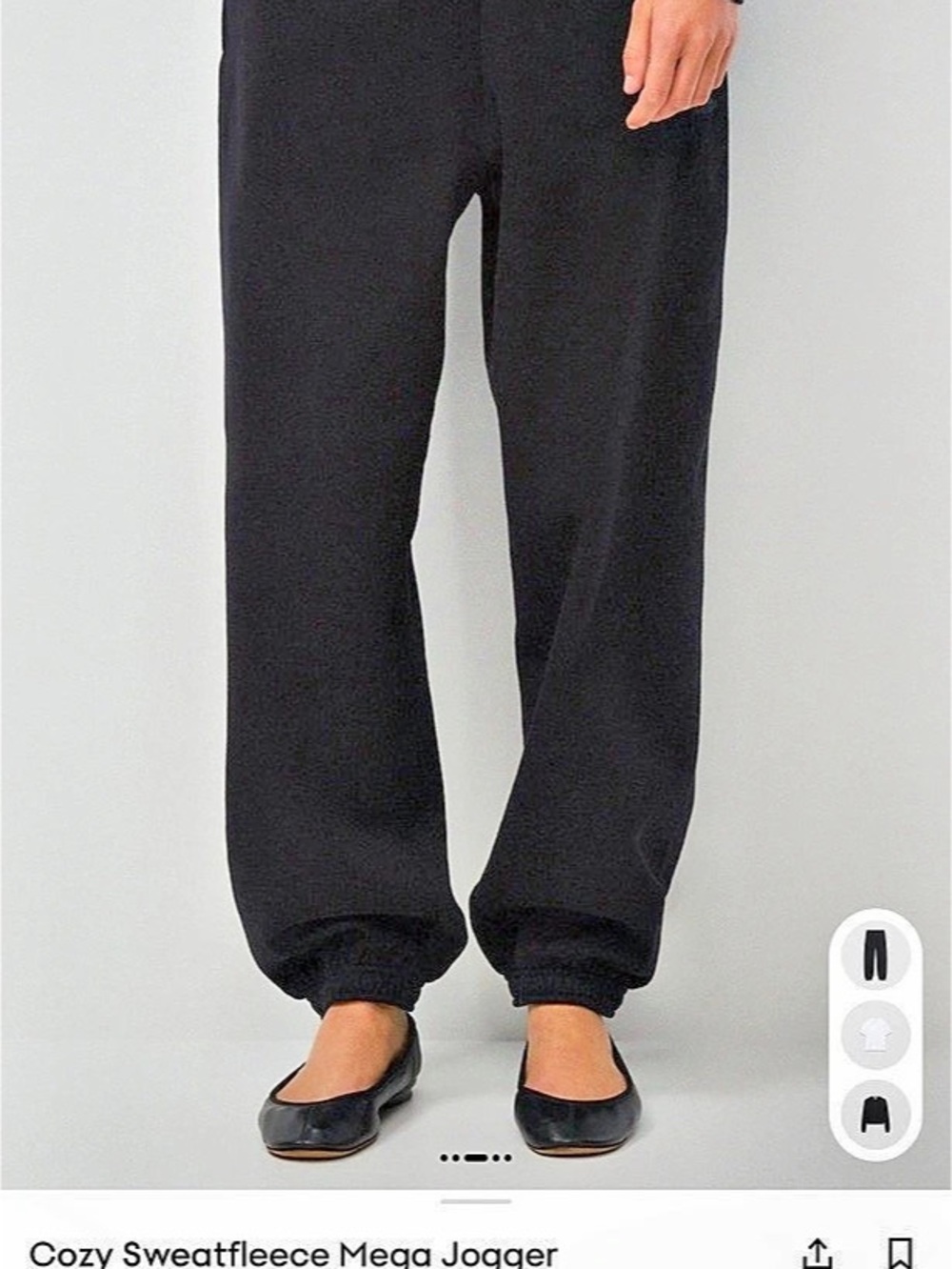 Aritzia Cozy Sweatfleece Mega Jogger Pants in Black Like New
